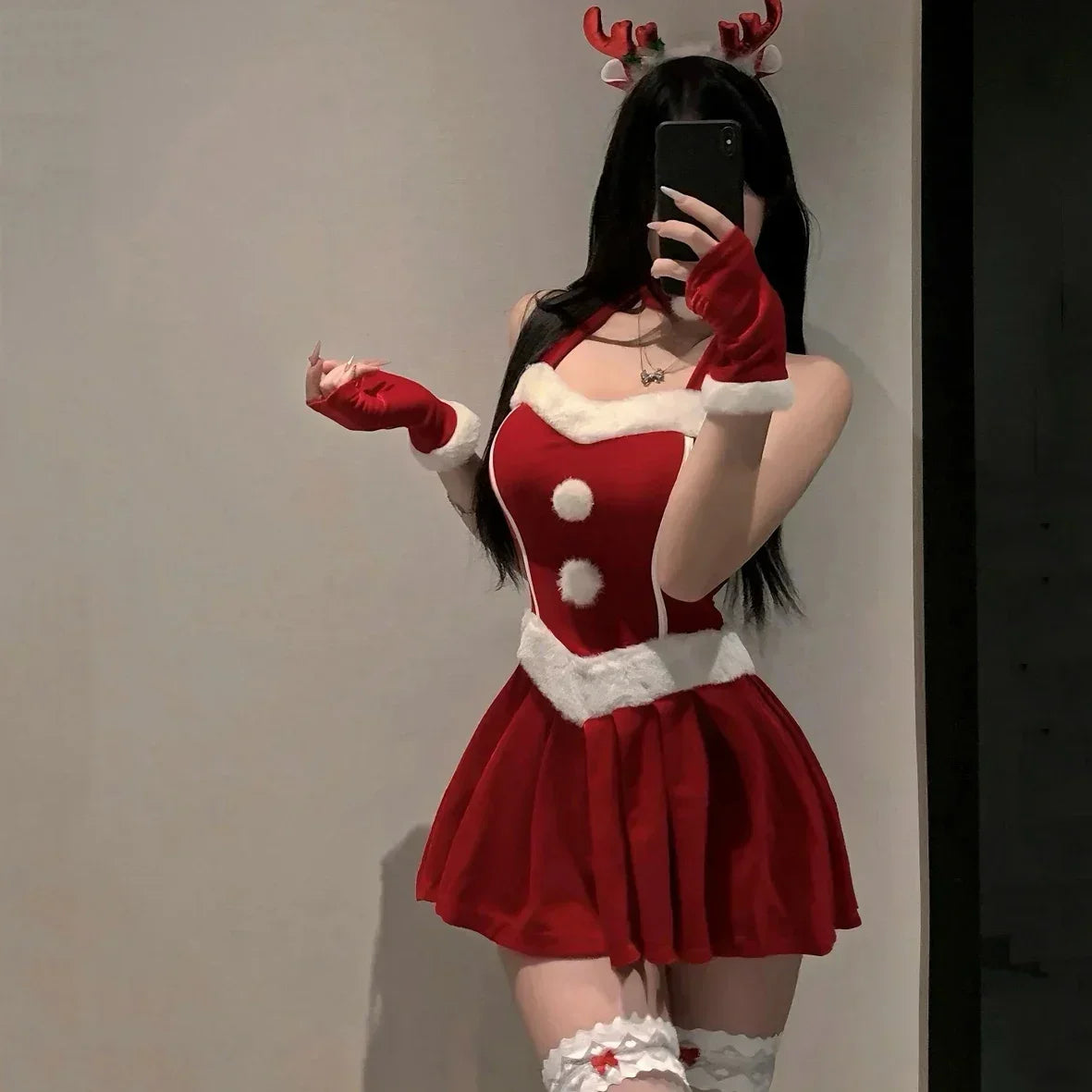 2025 Halloween Tenue de noël Super Sexy, renne rouge, Costume de père noël, Rudolph, Costume de fête de vacances