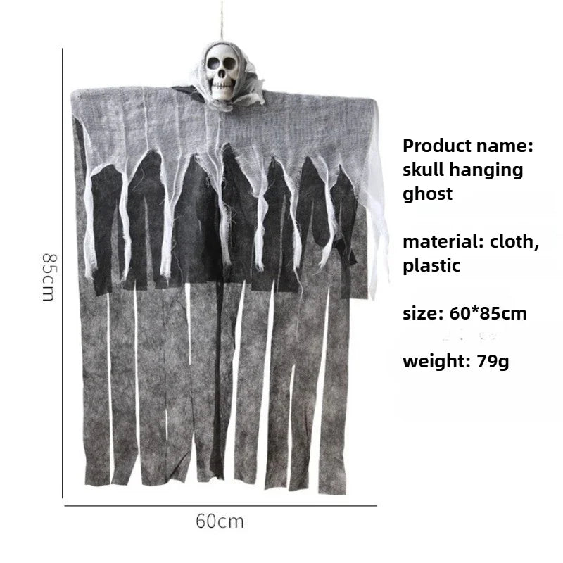 Halloween Outdoor Decoration Skull Gauze Hanging Ghost Skull Pendant Bar Haunted House Secret Room Scene Layout Horror Props