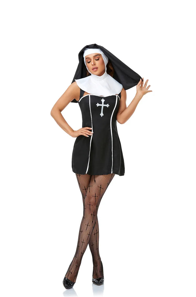 Easter Halloween Cosplay Party Costume Adult Sexy Nun Role Play Stage Fancy Party Dress