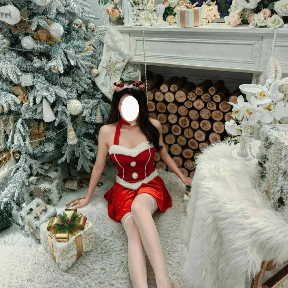 2025 Halloween Tenue de noël Super Sexy, renne rouge, Costume de père noël, Rudolph, Costume de fête de vacances
