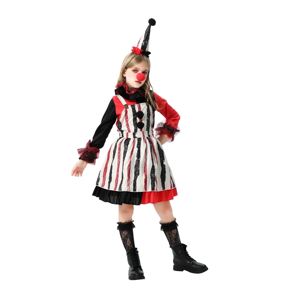 Halloween children's costume; funny dress-up clothes; horror doll; soul-stealing clown outfit; little girl's carnival dress